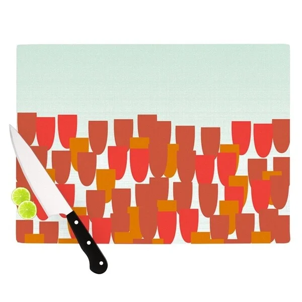 Kess InHouse Pellerina Design "Sunrise Poppies" Red Aqua Cutting Board