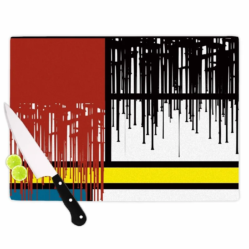 Kess InHouse Just L 'Saint Drips' Red Glass Abstract Cutting Board