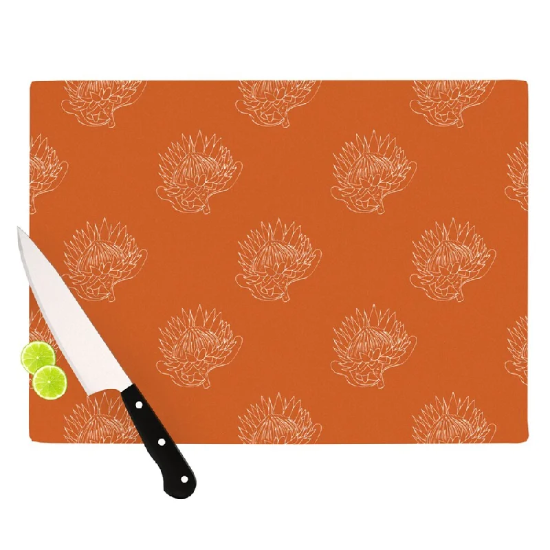 Kess InHouse Anneline Sophia "Simpley Protea" Orange Cutting Board