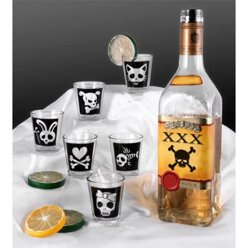 Printed Shot Glasses - Cutsey Skulls - 1.75 ounce