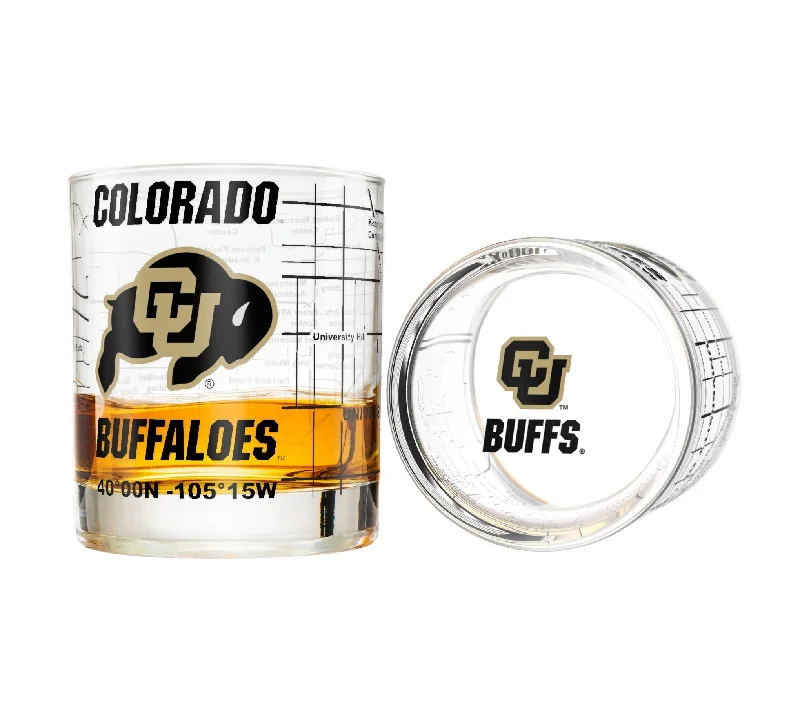 University of Colorado Whiskey Glass Set (2 Low Ball Glasses)