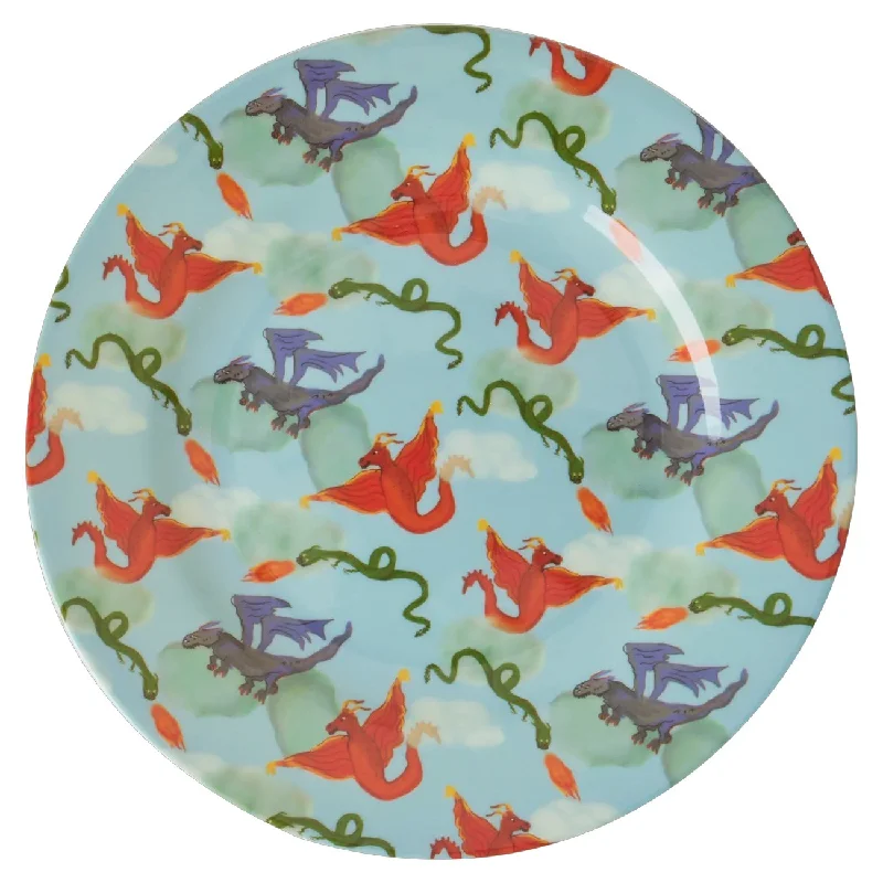 Rice Melamine Kids Side Plate with Dragon Print