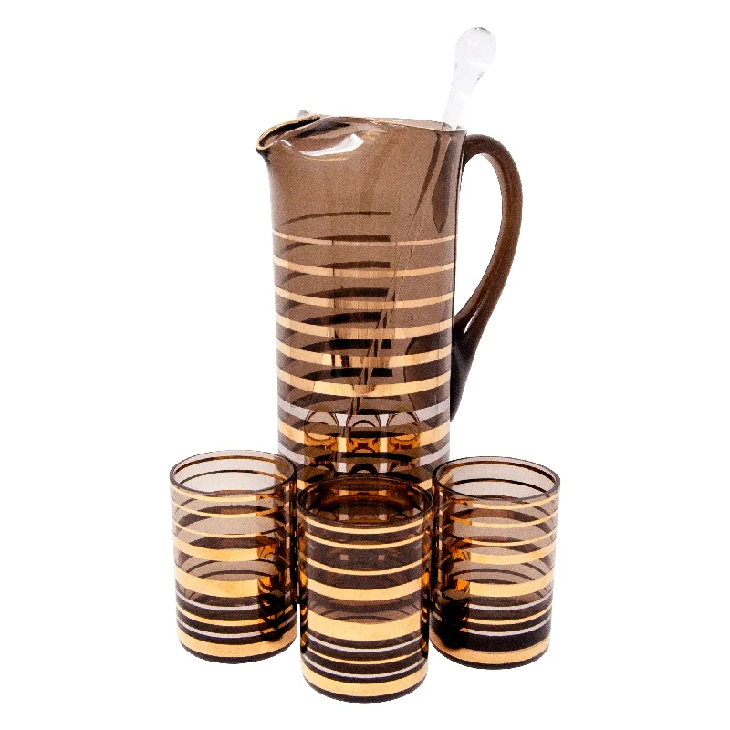 Gold & Platinum Bands Cocktail Pitcher Set