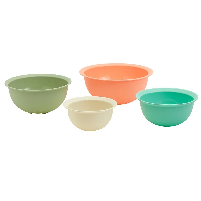 4 Piece Mixing Bowls & Colander Set, Assorted Colors