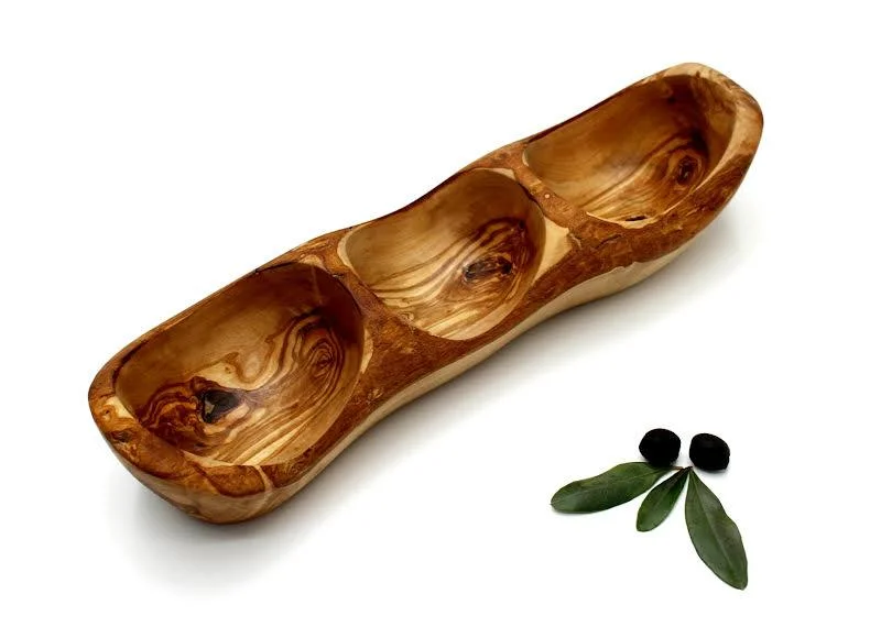 3 Compartment Olive Wood Bowl