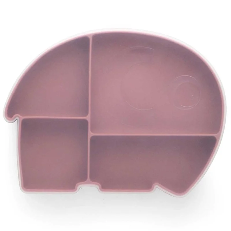 Sebra Silicone Plate W/Lid Fanto The Elephant Vintage Rose