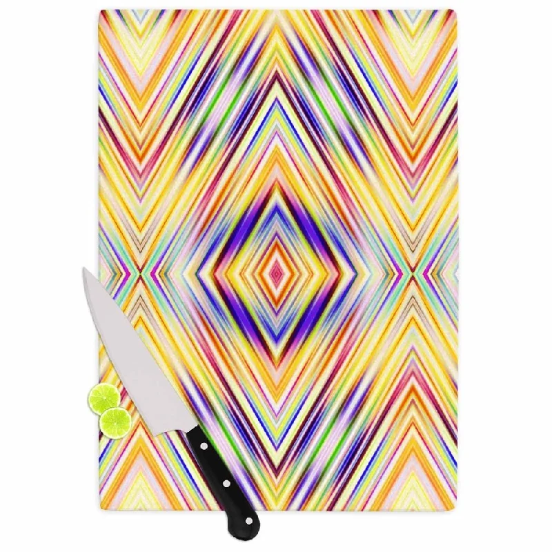 KESS InHouse Dawid Roc 'Colorful Tribal Ethnic Ikat' Yellow Pattern Cutting Board