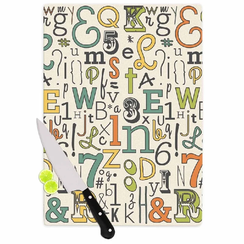 Kess InHouse Busy Bree "ABC" Beige Letters Cutting Board