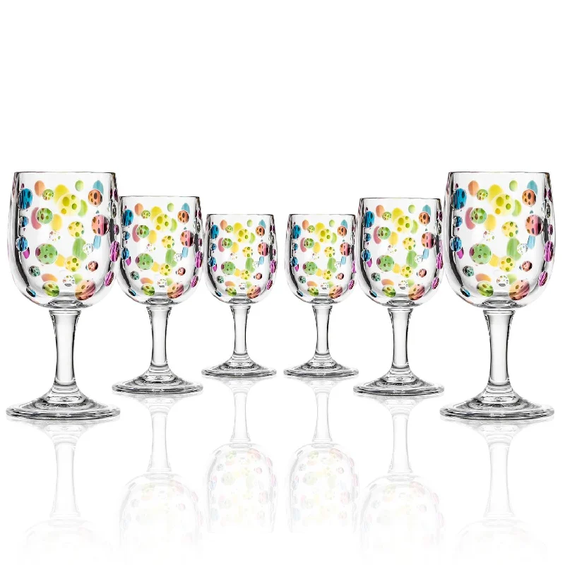 Satin Pearl 8oz Rainbow Acrylic Wine Stemware | Set of 6