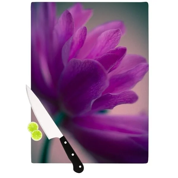 Kess InHouse Ann Barnes "Standing Ovation" Purple Flower Cutting Board