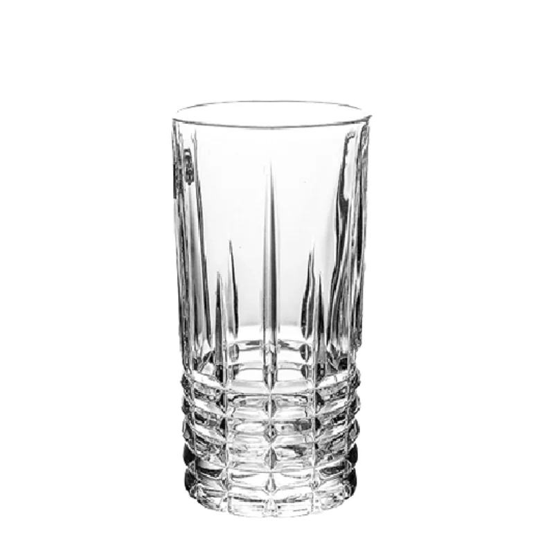 350ML-Retro Embossed Cocktail Glass Glass Long Drink Glass Collin Glass Juice Glass Checkered Sword Pattern Glass