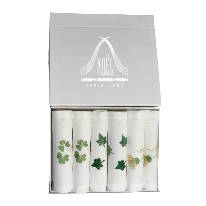 Green & Gold set of 6 cocktail napkins