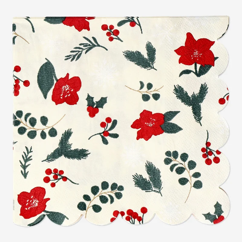 Christmas flower napkins - 16 pcs