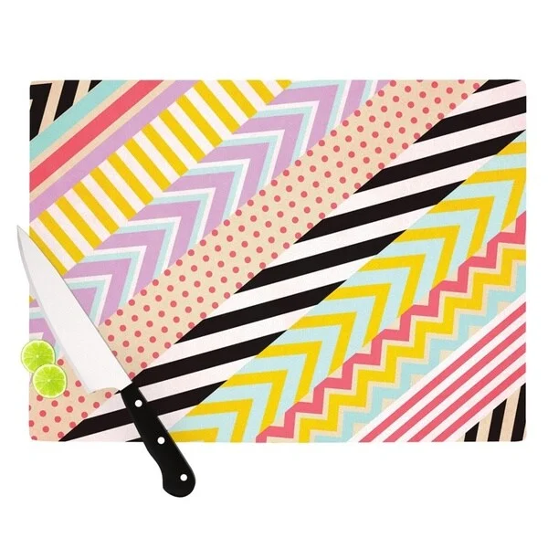 KESS InHouse Louise Machado "Diagonal Tape" Multicolor, Geometric Cutting Board