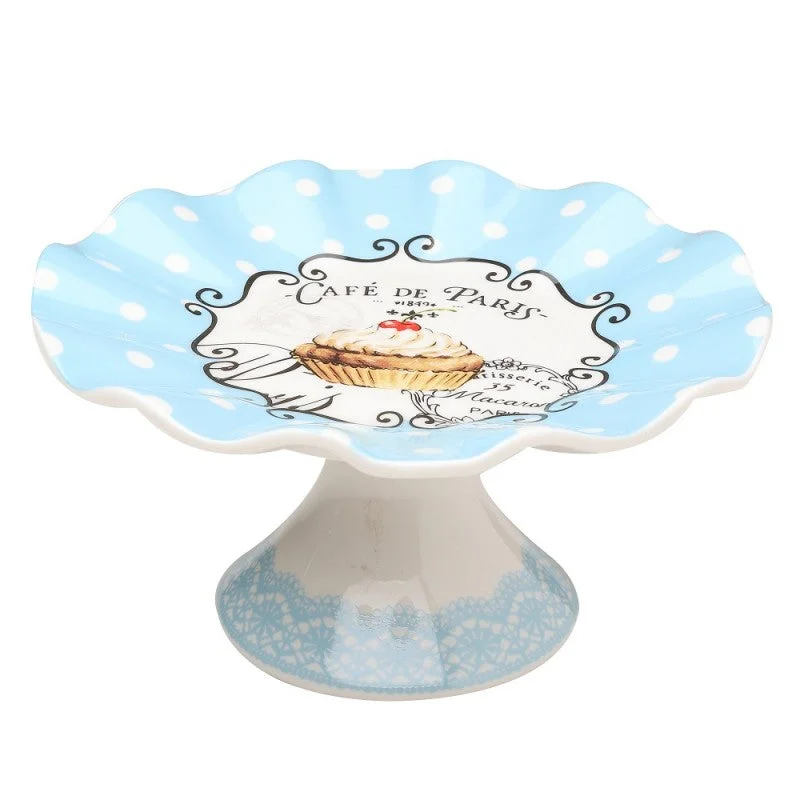 Baby Blue Polka Dot Porcelain Cake Stand