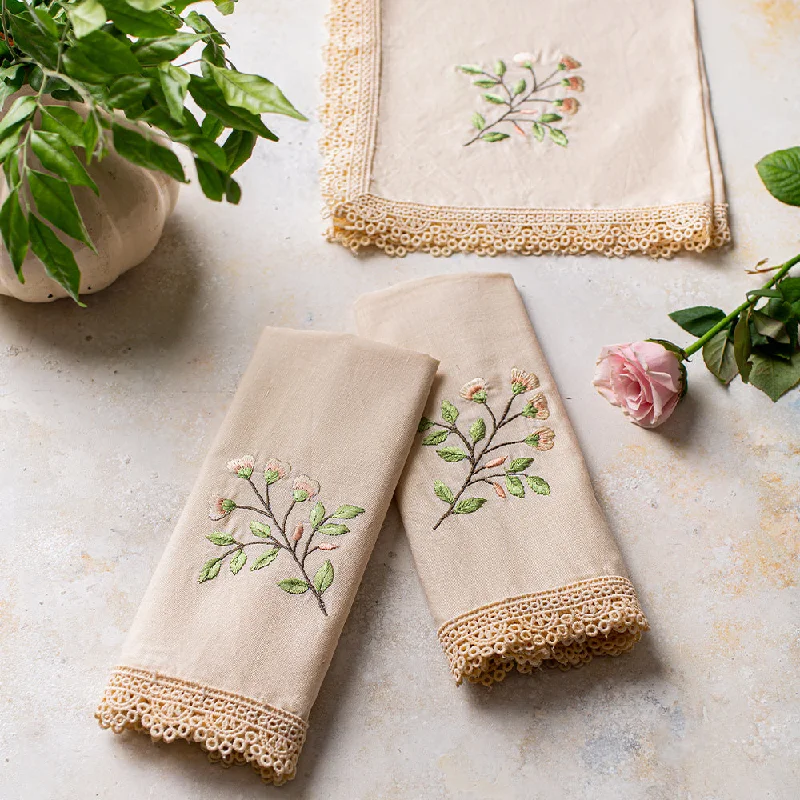 Petunia Ivory Linen Dinner Napkin - Set of 4