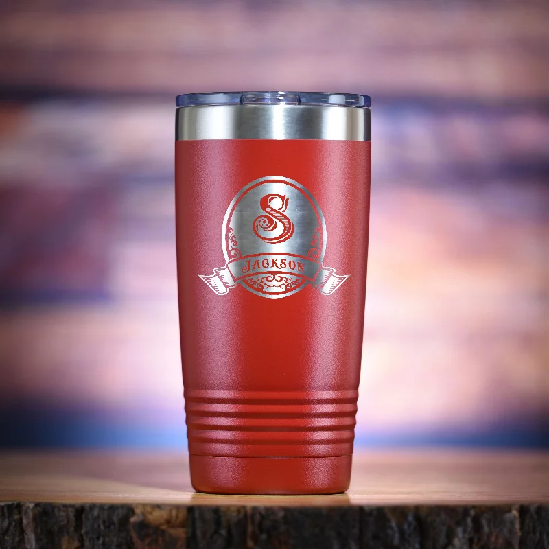 Engraved Monogram Travel Coffee Tumbler