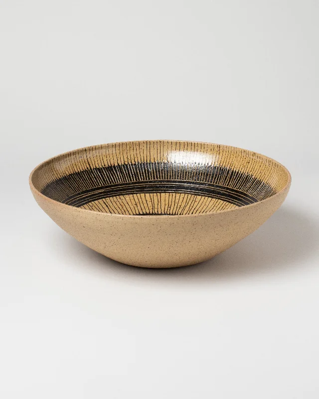 Circular Striped Serving Bowl