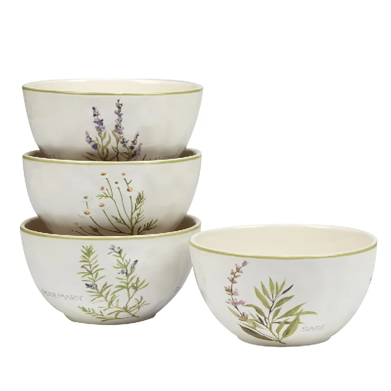 Certified International Fresh Herbs 24 oz. Ice Cream/Dessert Bowls, Set of 4 - 5.25" Dia x 3"