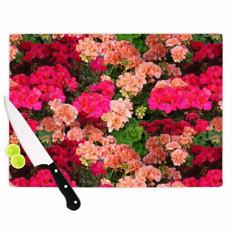 KESS InHouse Louise Machado "Geranios" Pink Floral Cutting Board