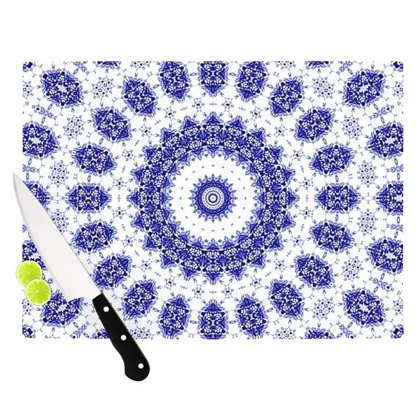 KESS InHouse Iris Lehnhardt 'M' Blue White Cutting Board