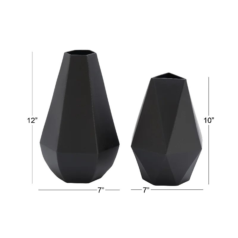 Black Metal Vase (Set of 2)