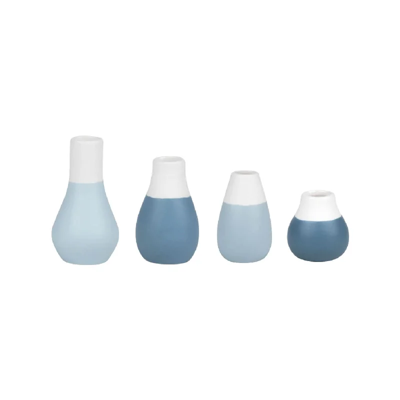 Mini Stoneware Vases | Blue & White | Set of 4