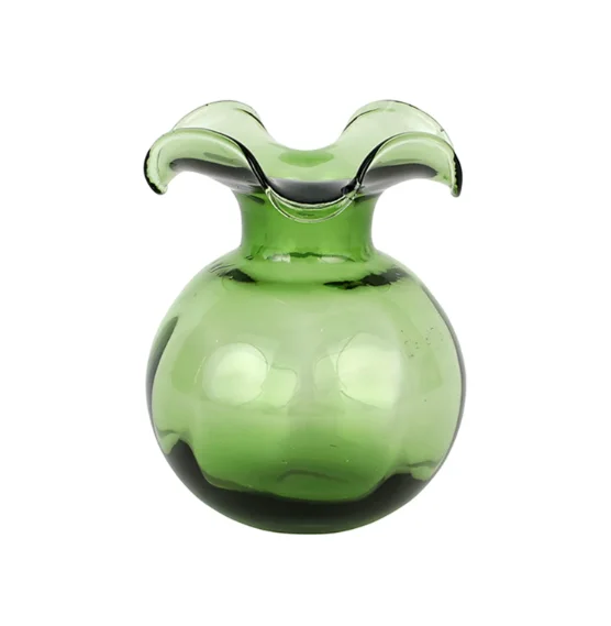 Vietri Hibiscus Glass Dark Green Fluted Vase