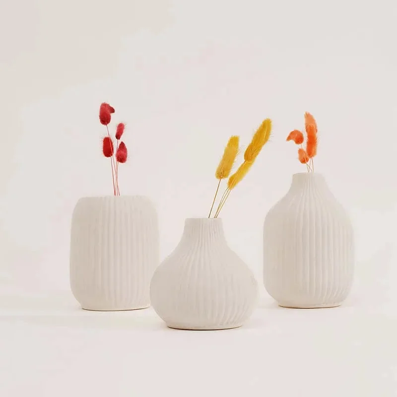 White Ivory Design Vase | Set Of 3