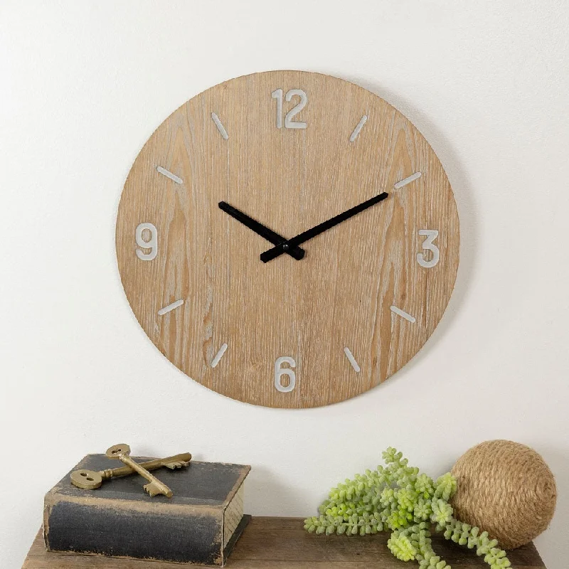 American Mercantile Wall Clock Beige & White Grain-Accent