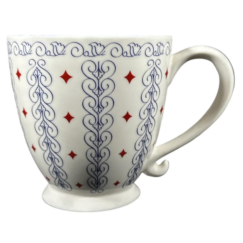 Barista Blue Swirls And Red Diamonds Blue Interior Pedestal Mug 2003 Starbucks