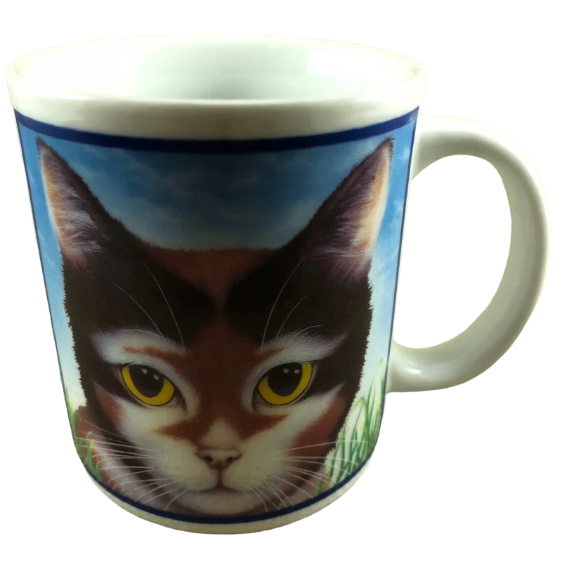 Beautiful Cat Against Blue Sky And Grass Background Mug WCL