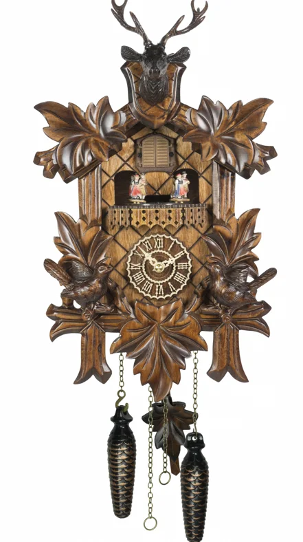 KU383QMT - Quartz Musical Cuckoo Clock with Birds & Stag Top