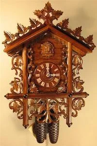 Rombach & Haas (Romba) LEAVES AND VINES BAHNHÅUSLE Black Forest Cuckoo Clock, Intricate Carvings, 8-Day Movement