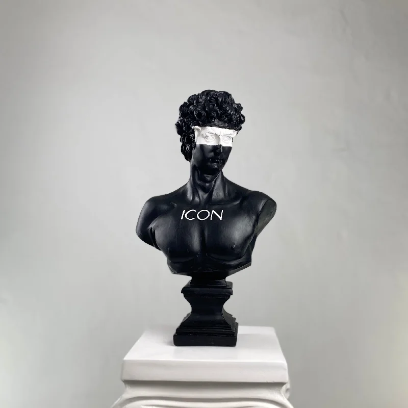 David 'Black Icon' Pop Art Sculpture, Modern Home Decor, Large Sculpture