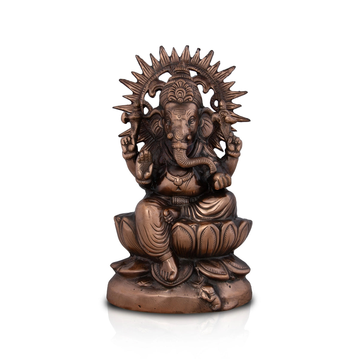 Ganesh Murti - 12 x 7 Inches | Copper Oxidised Ganpati Idol/ Vinayaka Statue for Pooja/ 1.310 Kgs Approx