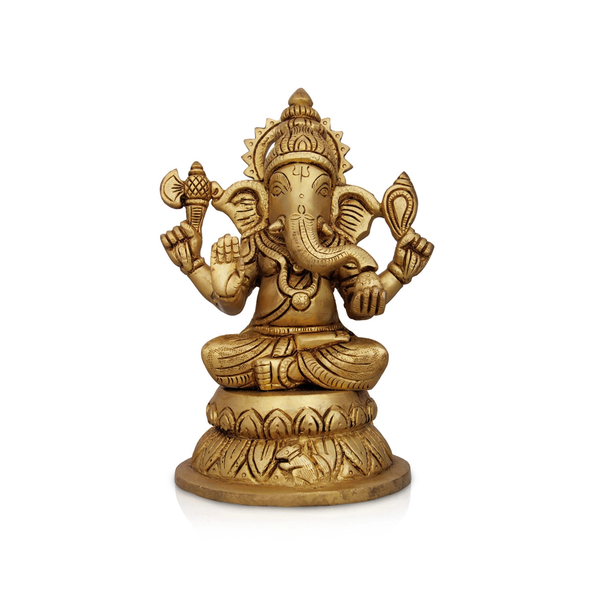 Ganesh Murti - 7 x 4.5 Inches | Antique Brass Idol/ Ganpati Idol/ Vinayaka Statue for Pooja/ 1.680 Kgs Approx