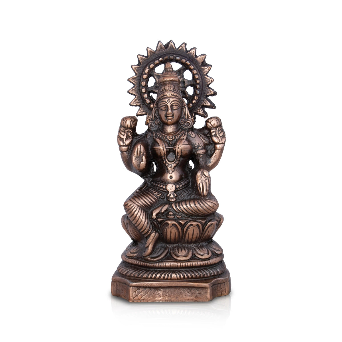 Lakshmi Idol - 9.5 x 4.5 Inches | Copper Oxidised Laxmi Murti/ Lakshmi Murti for Pooja/ 460 Gms Approx