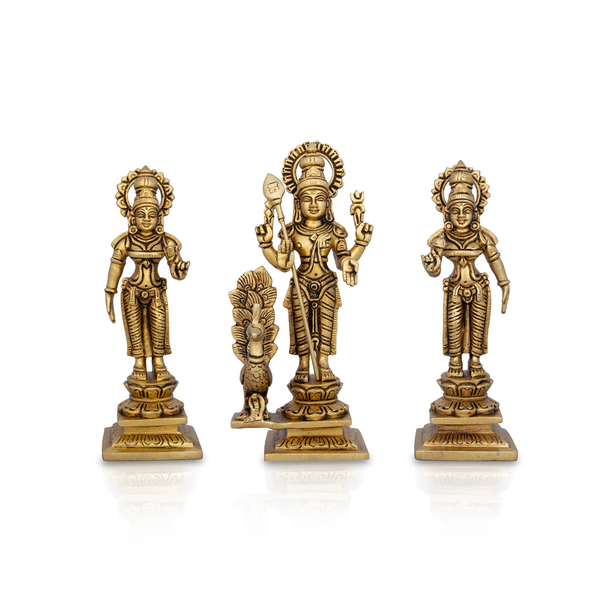 Murugan Valli Deivanai Statue Set - 8 x 3 Inches | Brass Idol/ Murugan Valli Deivanai Idol for Pooja/ 2.760 Kgs