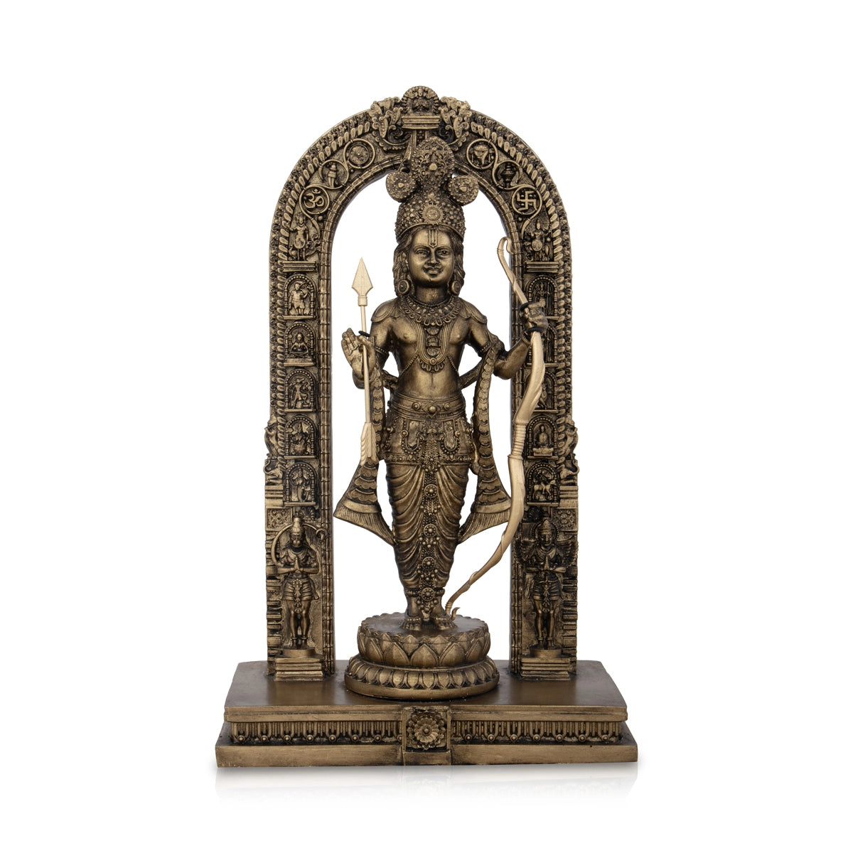 Ram Lala Idol - 9 x 5 Inches | Ram Lalla Murti/ Resin Statue/ Brass Polish Ram Lala Murti for Pooja/ 560 Gms