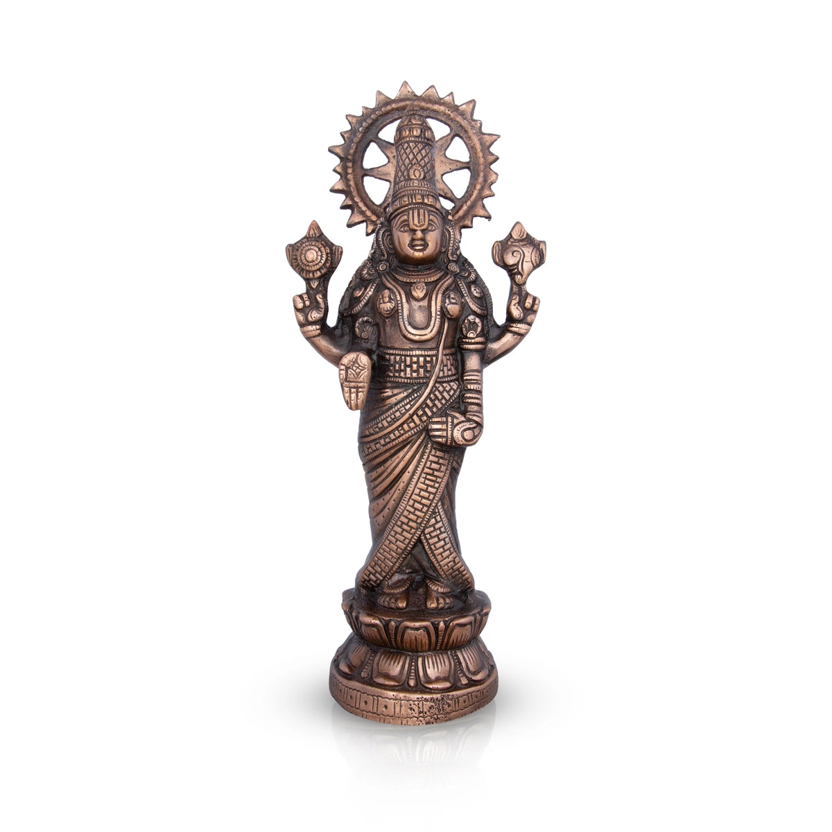 Standing Balaji Murti - 16 x 7 Inches | Copper Oxidised Balaji Idol/ Balaji Statue for Home Decor/ 1.100 Gms