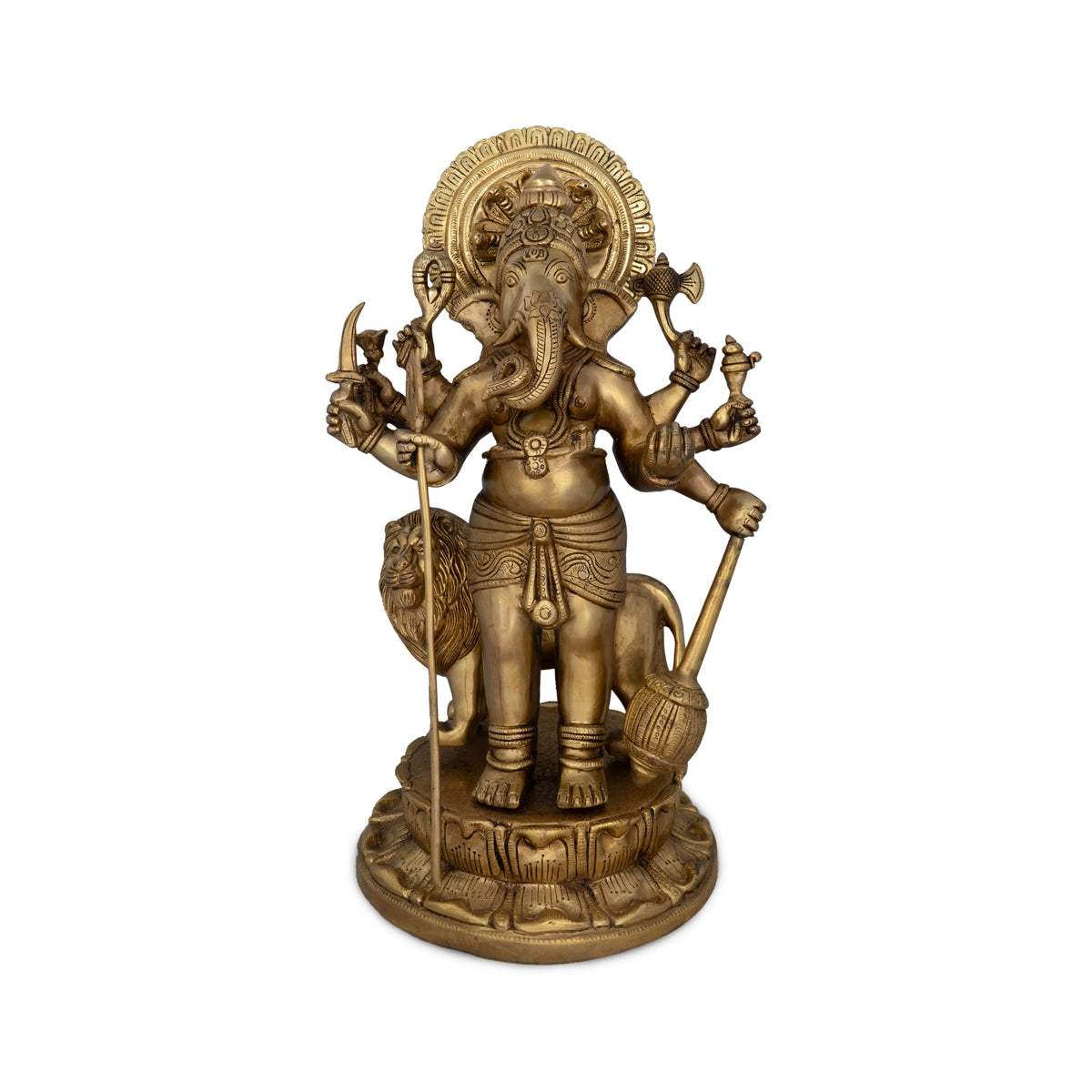 Subha Drishti Ganapathi - 20 x 10 Inches | Shubha Drishti Ganapathy/ Antique Brass Idol for Pooja/ 17.340 Kgs Approx