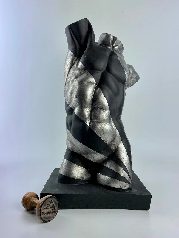 Torso 'Silver Rise' Pop Art Sculpture, Modern Home Decor