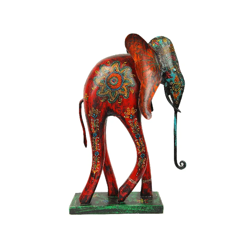 WOOD AND METAL ELEPHANT