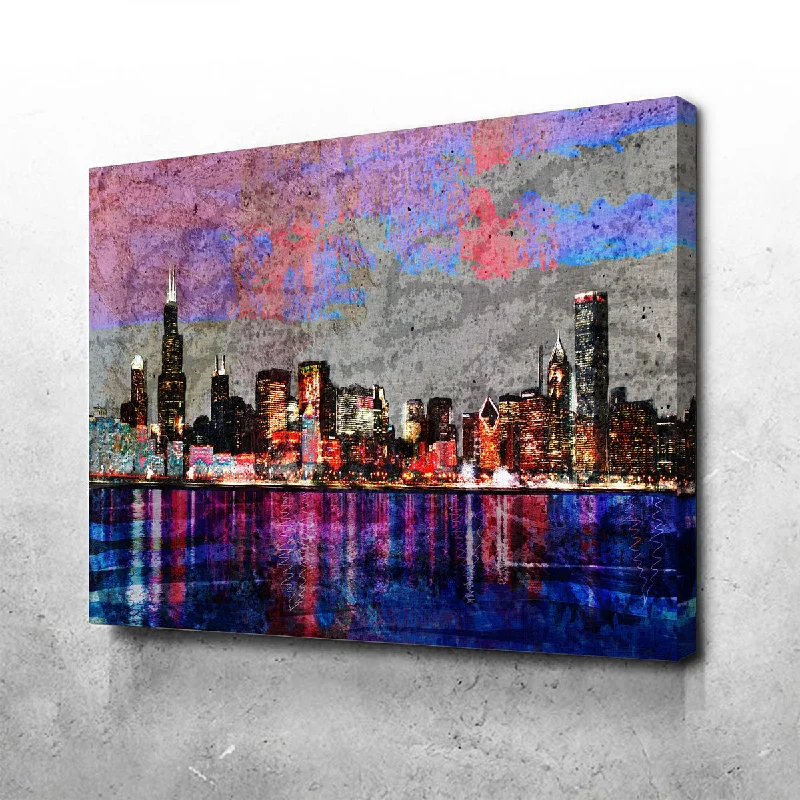 Abstract Chicago Skyline Canvas Set