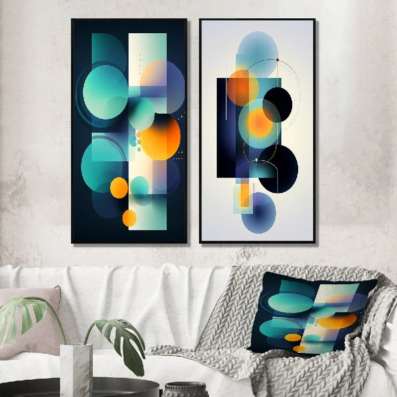 Designart "Independence of Curiosity Retro Circular IV" Modern Geometric Wall Art Décor Gallery Set For Office Decor