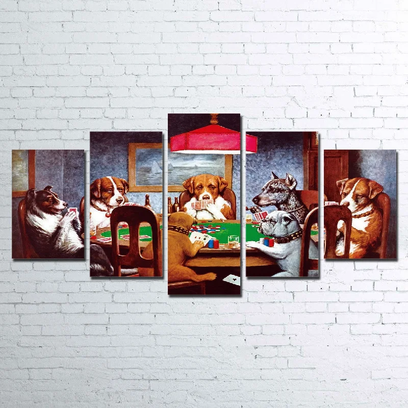 Dogs Playing Poker Canvas Set