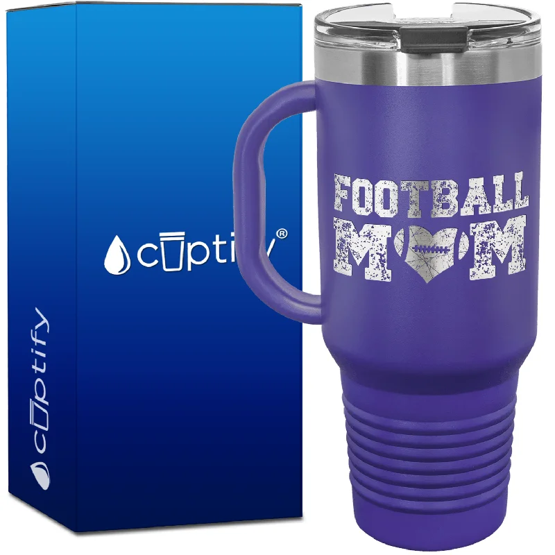 Football Mom Distressed 40oz Football Travel Mug