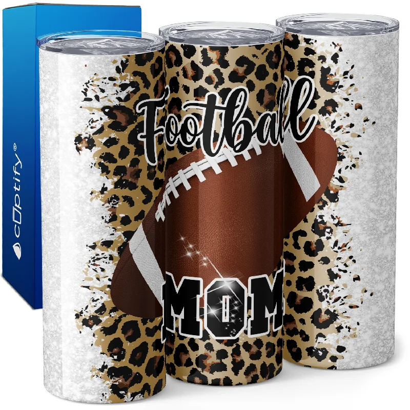 Football Mom on Leopard Print 20oz Skinny Tumbler