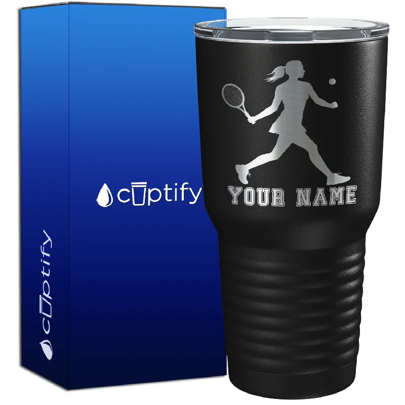 Personalized Female Tennis Player Silhouette 30oz Tennis Tumbler